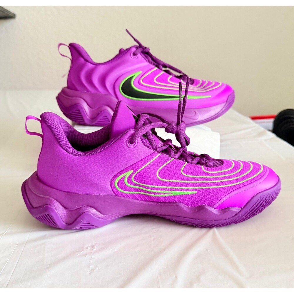Nike FZ6734-501 Purple Green Black Kids Athletic Sneakers 6Y Mesh Lightweight